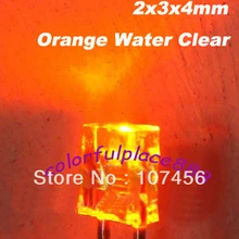 100 шт. 2X3X4 мм оранжевый Ультра-яркий orange светодиодный водная прозрачная линза светодиодный лампы