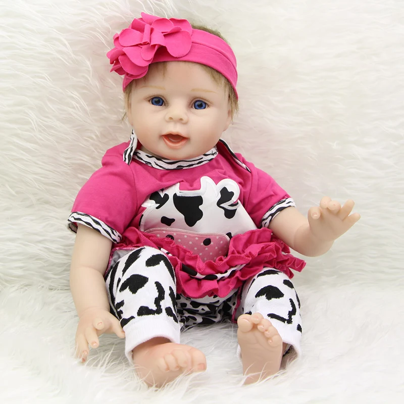 

22 Inch Silicone Reborn Baby Dolls Wholesale Realistic Girl Babies Born Fashion Soft Vinyl Cloth Toy Baby Doll Kid Birthday Gift