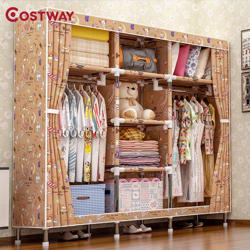 

COSTWAY Cloth Wardrobe For clothes Fabric Folding Portable Closet Storage Cabinet Bedroom Home Furniture armario ropero muebles