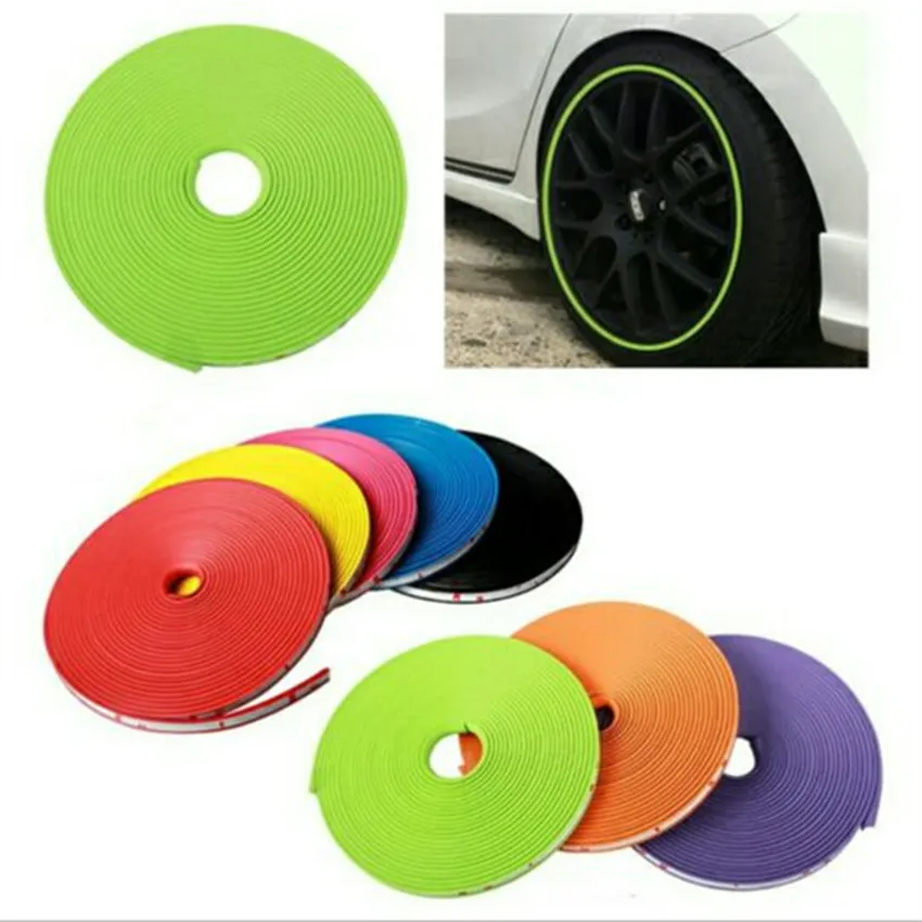 

8M Car Hub Trim Decoration Anti-Collision Strip Wheel Rim Protector Ring Wheel Tire Glue Sticker Guard Auto Motorcycle Styling