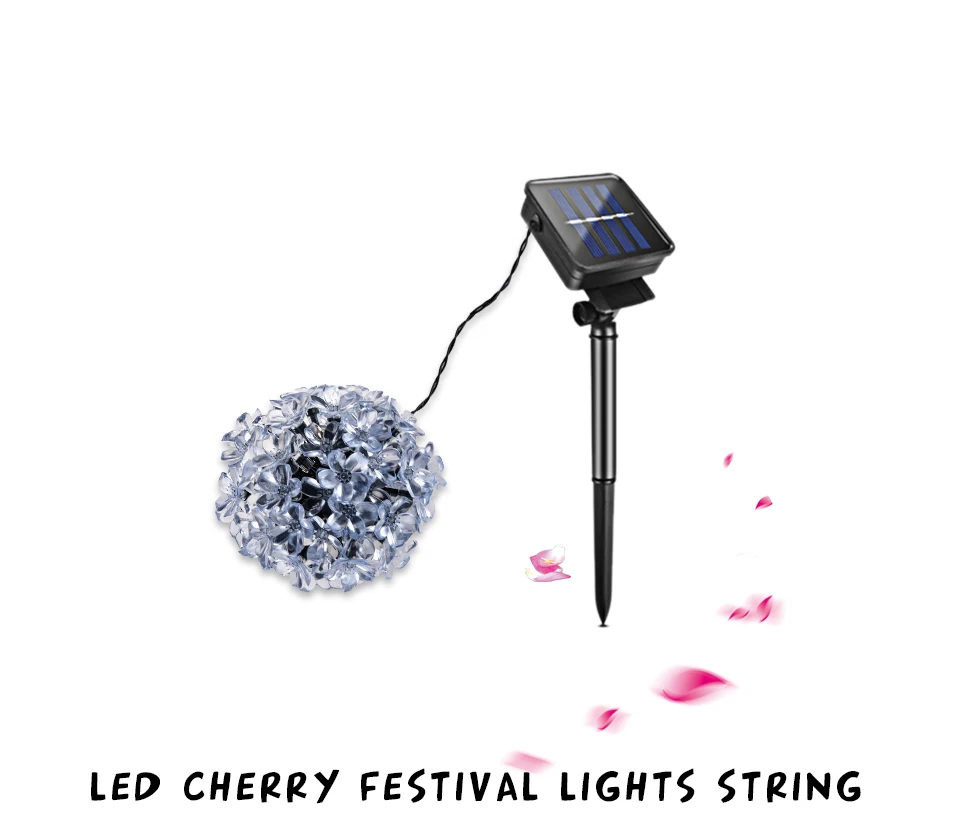 6M 7M Sakura Flower Solar 8Mode Waterproof Lamp Power RGB LED String Fairy Lights Garden Christmas Holiday Outdoor Decor (2)