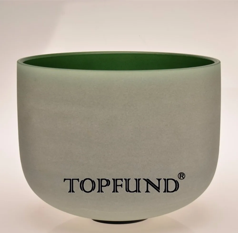 

TOPFUND G# Note Zeal Chakra Green Colored Frosted Quartz Crystal Singing Bowl 12