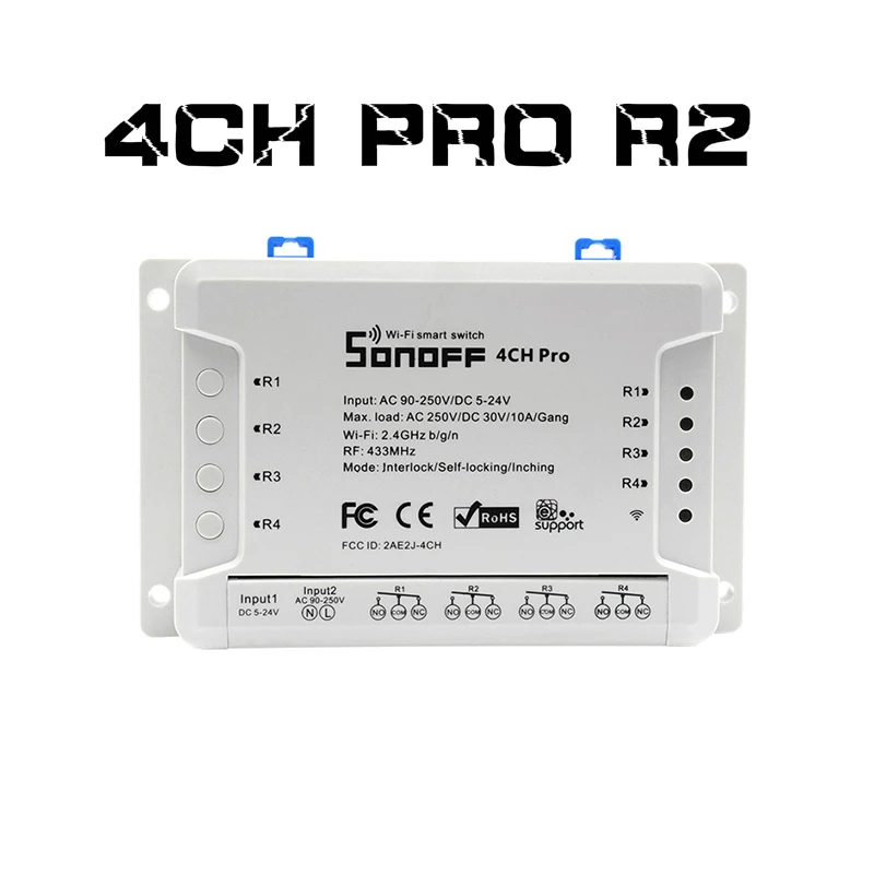 Sonoff 4CH R2 PRO Smart Switch 4 канала 433 МГц Wifi Пульт дистанционного управления умные модули автоматизации бытовая техника с Alexa Google Home - Комплект: Набор2