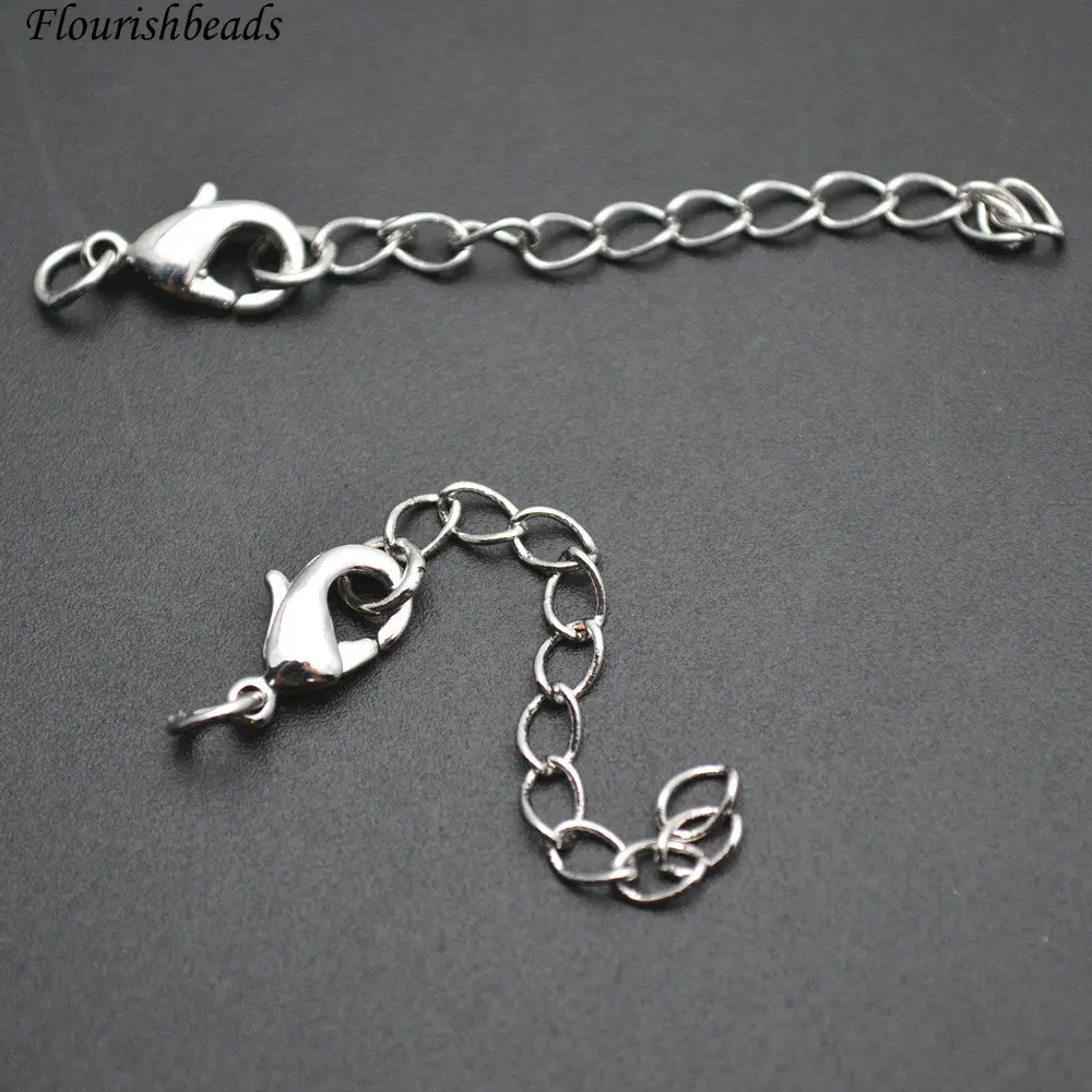 

Rhodium Color 10mm Lobster Clasps with 2 Inches Drop Extender Chains Jewelry Findings