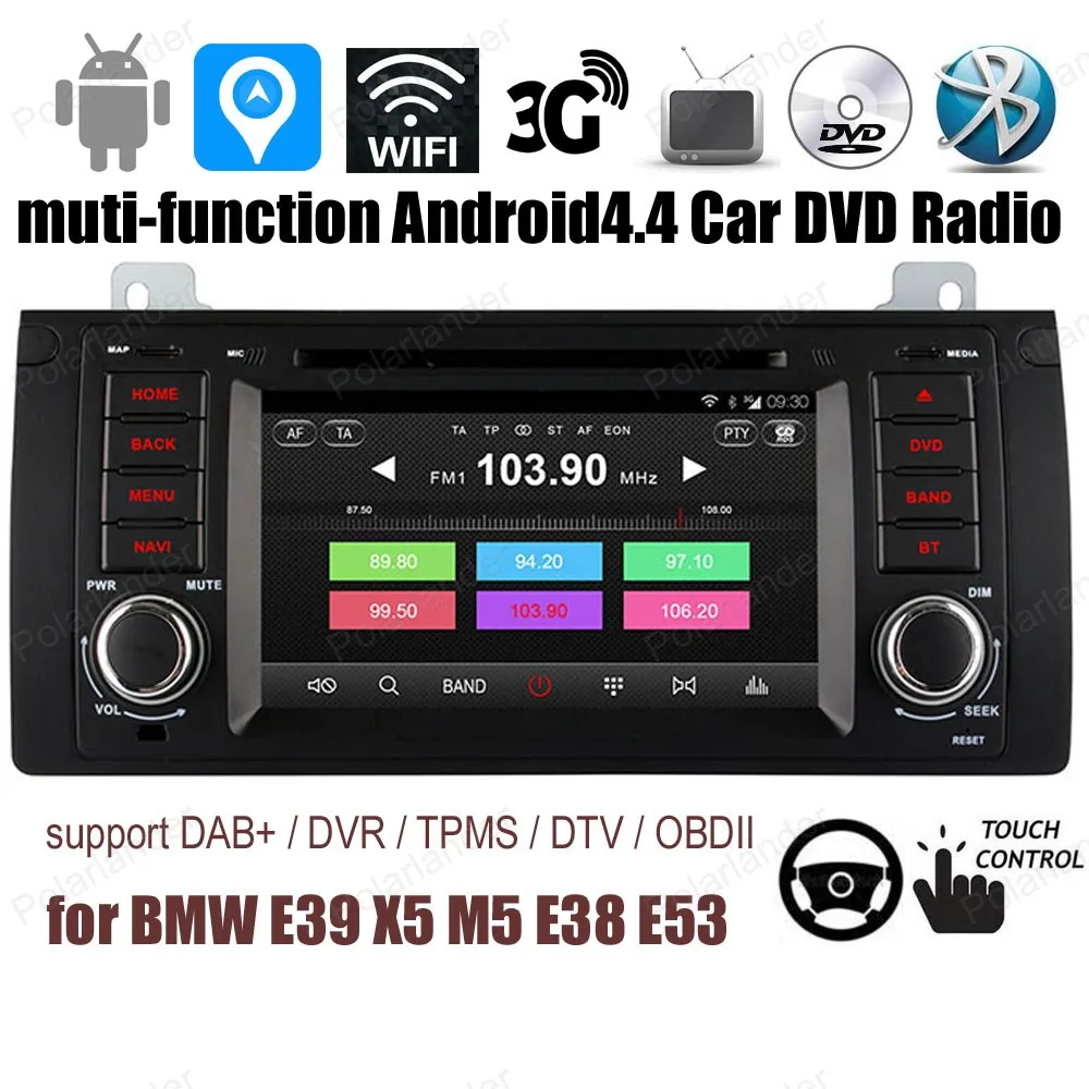 Для B/MW/E39/X5/M5/E38/E53 Android4.4 автомобильный DVD CD плеер FM AM радио Поддержка OBD DVR DAB + TPMS GPS BT