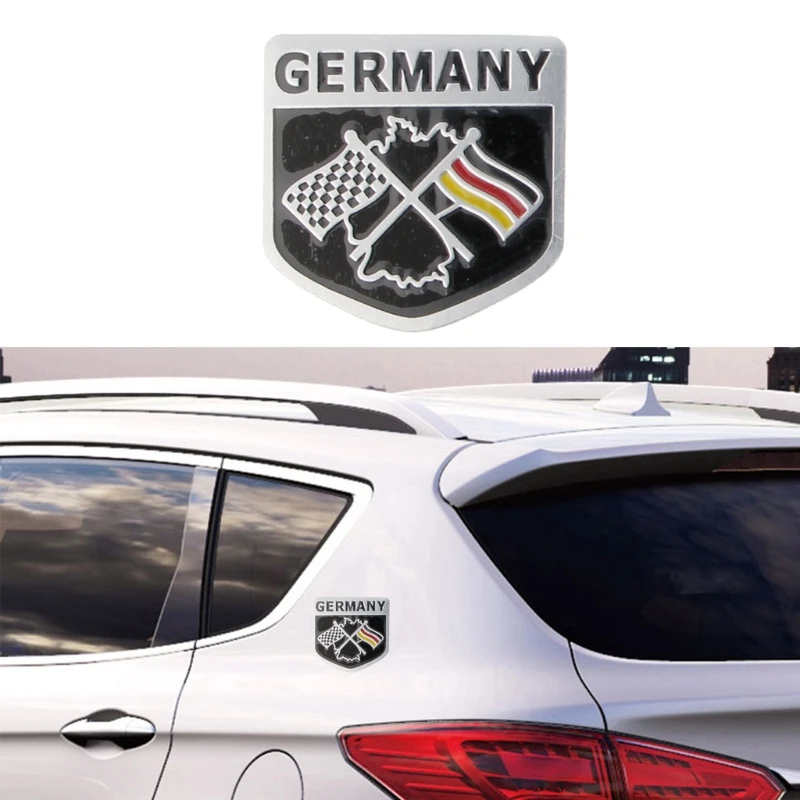 3D Metal Aluminium Car Emblem Germany German Flag Emblem Grille Badge