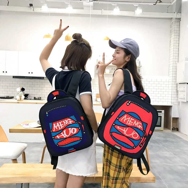 Menghuo New 3D Anime Cartoon Women Backpack School Bag Nylon 2D Style Travel Drawing Book Backpack Mochilas for Teenagers Gilrs (56)