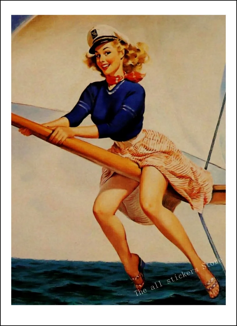 World War II Pinup Girls Retro Kraft Paper Poster - Sexy Girl Decorative Painting for Military Bar, Cafe, Home Room Decor - 809 image 4