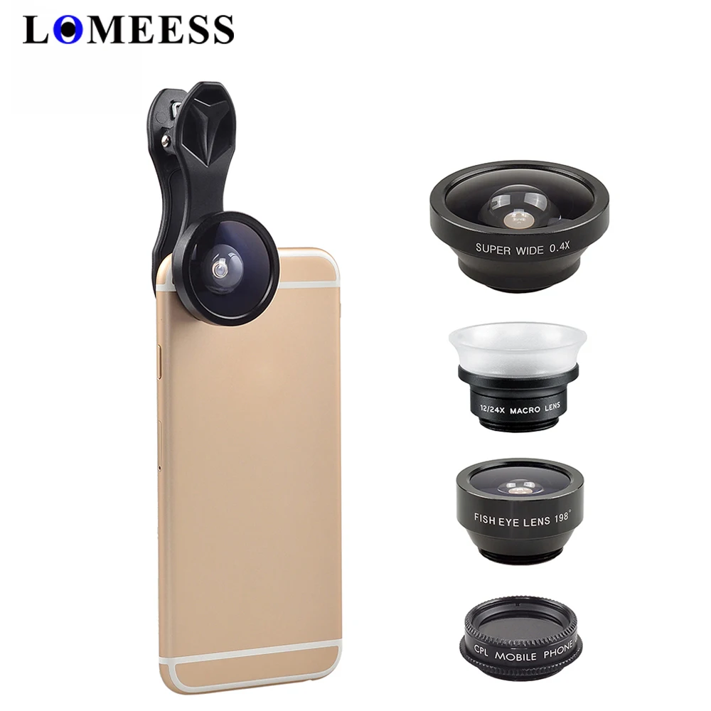 phone lens Fish Eye+ Wide Angle+Macro+CPL filter camera Lens for iPhone