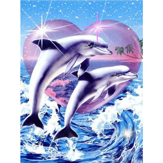 100% Полный 5D Diy Daimond живопись "Дельфин Пара" 3D алмазная живопись квадратные Стразы алмазная живопись Вышивка животное