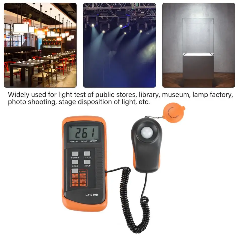 LX1330B Высокоточный Цифровой Люксметр, светильник с ЖК-дисплеем 0-200000 люкс, испытательный осветительный прибор