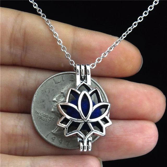 Lotus Flower Sterling Silver Cage Pendant