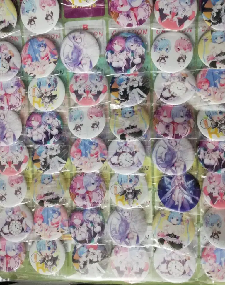 

48pcs/set Re:Life in a different world from zero Pin Badges,Round Brooch Badge Kids Clothing Accessories 4.5 cm