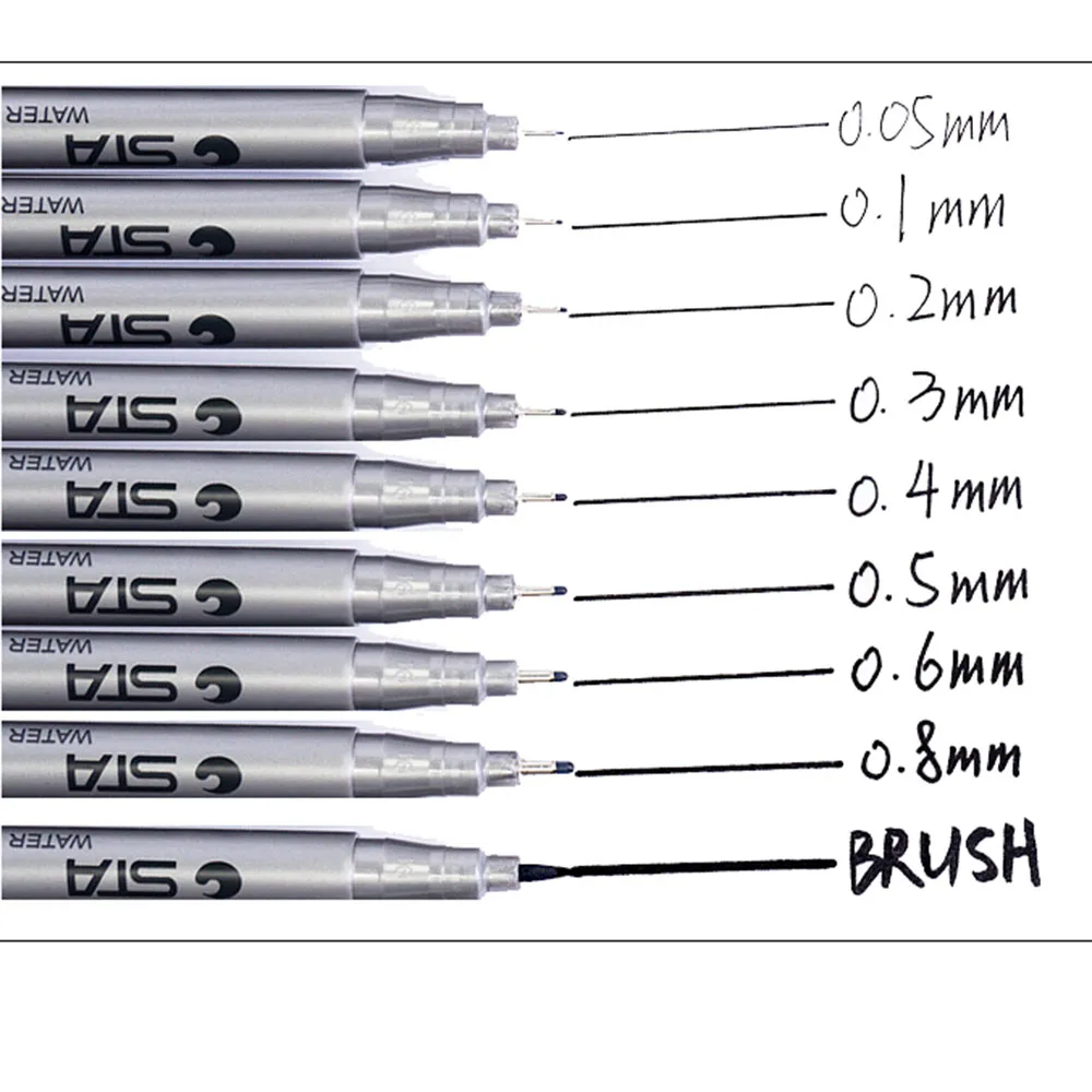 9 видов стилей, водостойкая ручка с защитой от выцветания, тонкая подводка, черные чернила, эскиз, водный маркер, ручка для манги