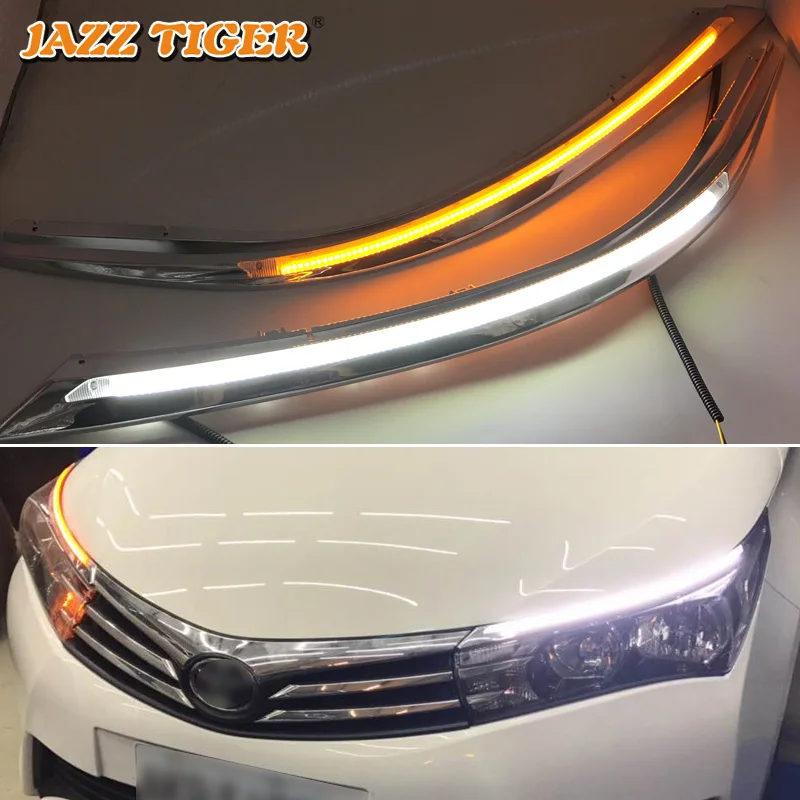 

JAZZ TIGER 2PCS Car Headlight Decoration Yellow Turn Signal 12V DRL LED Daytime Running Light For Toyota Corolla 2014 - 2018