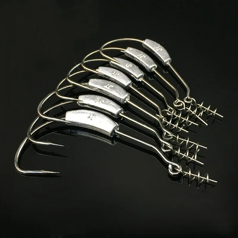 

20pcs/4bag Mixture 5sizes 2g/2.5g/3g/5.25/7g lead hook road soft bait crank pin with lock Soft Lure Worm Maggot Jig Hook