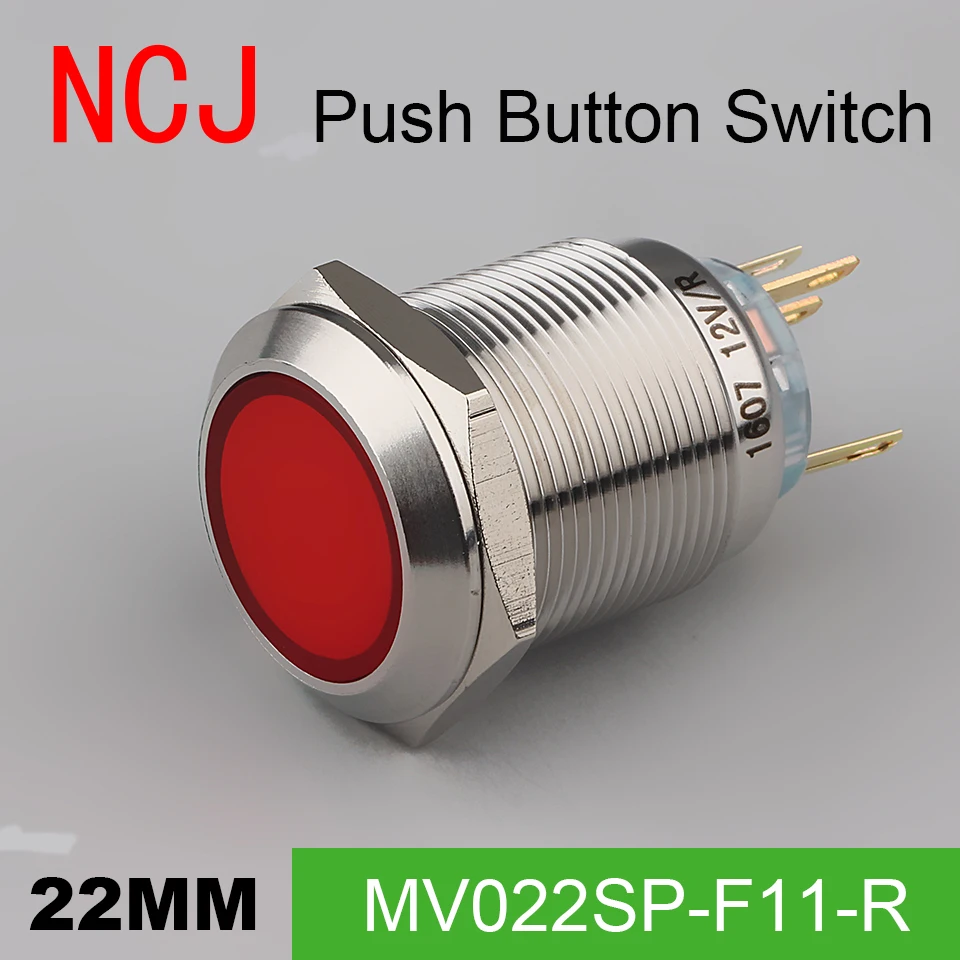 

NCJ 22mm Metal Push Button Switch IP67 Maintained Alternate & Momentary push button switch with LED lamp 5A