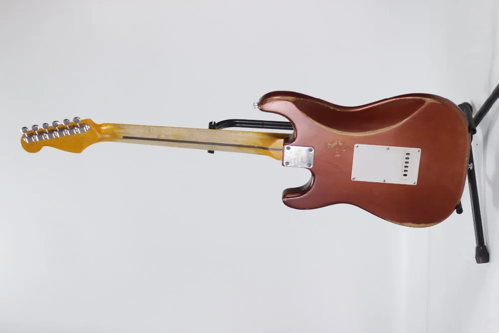ST Classic metal red color electric guitar white scalloped fingerboard Quality Custom shop Retro relics ST Picture real shot