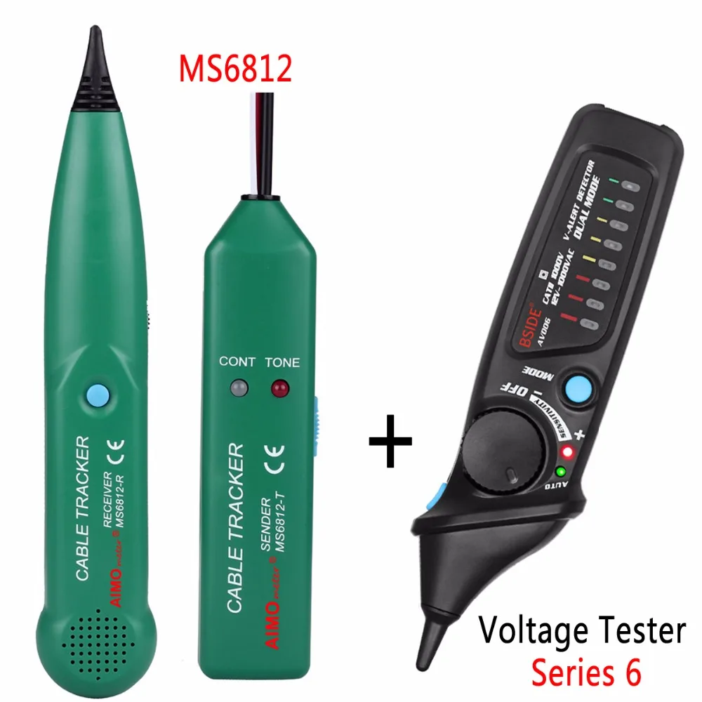 المهنية خط كاشف AIMOmeter MS6812 LAN شبكة الكابل فاحص سلك الهاتف المقتفي الراسم مع AVD06 كاشف جهد