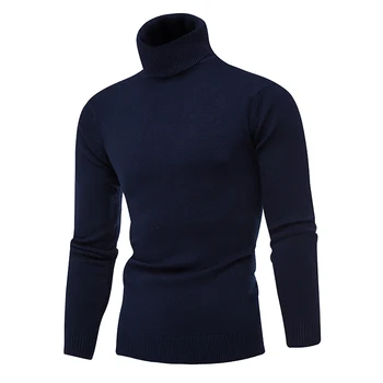 

Hot 2019 New Autumn Winter Brand Clothing Sweater Men Turtleneck Slim Fit Winter Pullover Men Solid Color Knitted Sweater Men