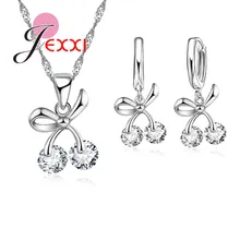 Новое поступление, 925 пробы, серебро, кубический цирконий, камень, подвеска в форме банта для ожерелья, серьги для женщин, Brincos, свадебные ювелирные наборы