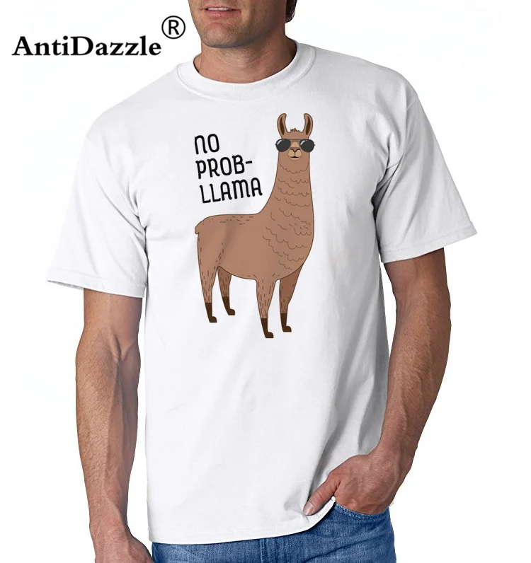 Забавная футболка No Prob-Llama для мужчин Милая Llama homme kawaii с принтом животных camisetas