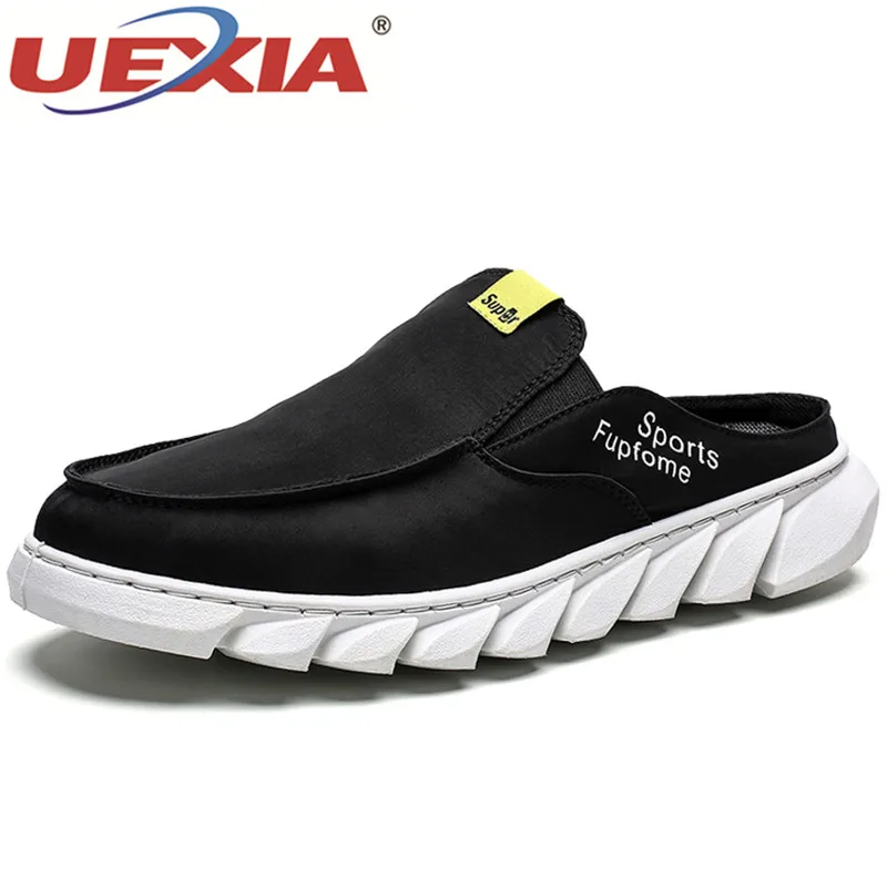

UEXIA Men Slippers 2019 Summer Mens Shoes Casual Breathable Beach Sandals Slippers Wedge Black White Flip Flops Men Slides Flats