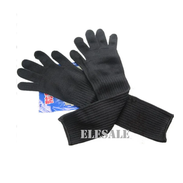 1 Pair Black Cut-Resistant Gloves Long Work Safety Protective Gloves For Butcher Worker Gardener Hands Protection 2