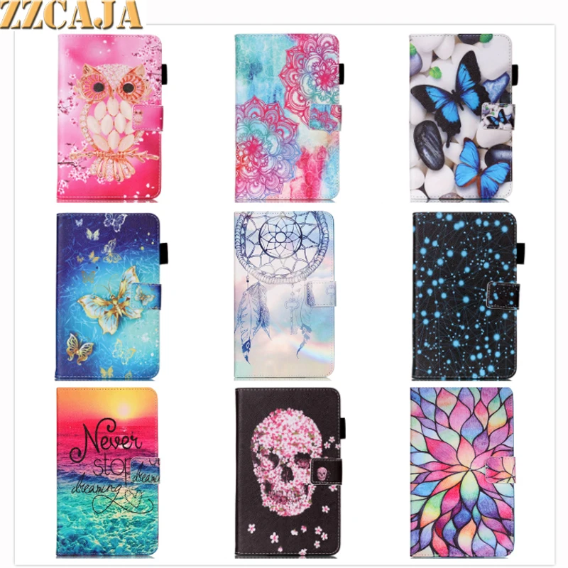 

Tab 4 7.0 T230 T231 T235 T239 Smart EBook Cover Case for Samsung Galaxy Tab 4 VE 7.0 Magnet Closure Printed Butterfly Skull Case