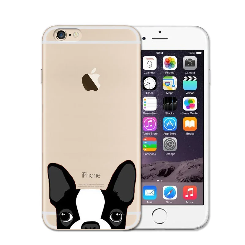 Cartoon Animal Bull Terrier French Bulldog Soft silicon TPU Phone Case For iPhone 5 5S SE 6 6S 6Plus 7 7Plus 8 8Plus X Cover Cat