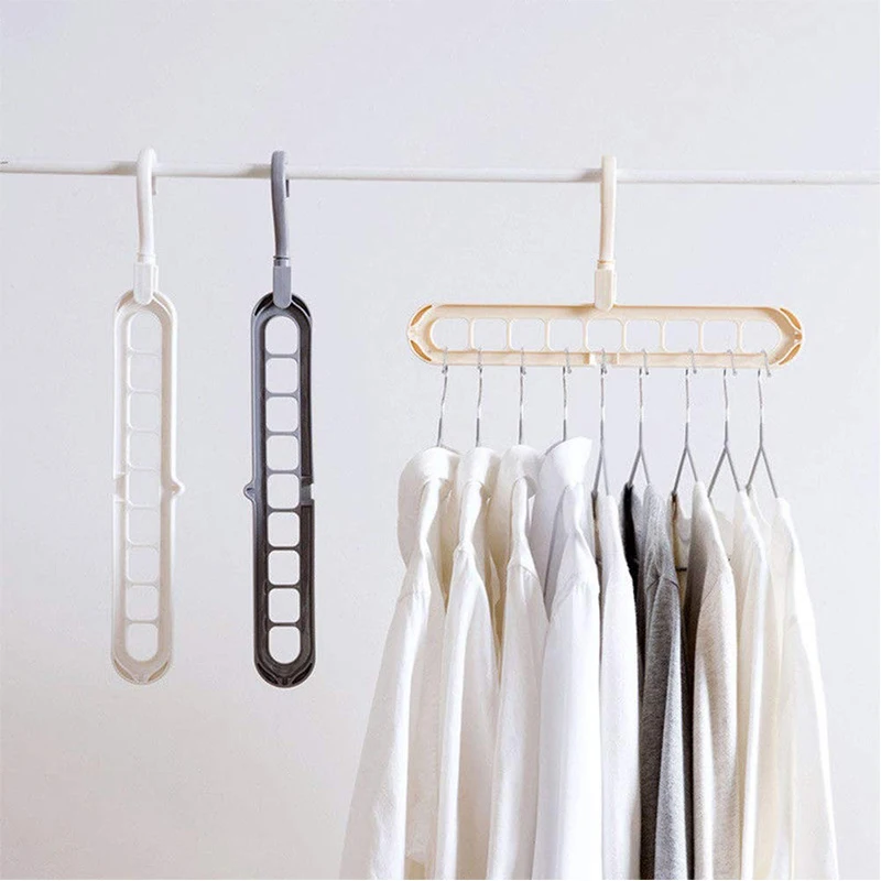 Rotatable 9-Hole Clothes Hanger Multi-port Support Circle Clothes Rack Wardrobe Storage Drying Plastic Racks Hangers for Clothes