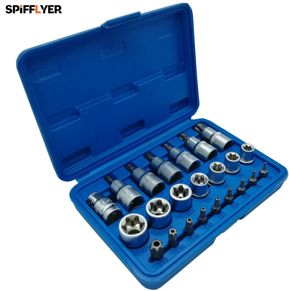 Brand New High Quality 23PC Bit Socket Set 1/2" Female Bit Socket CR V