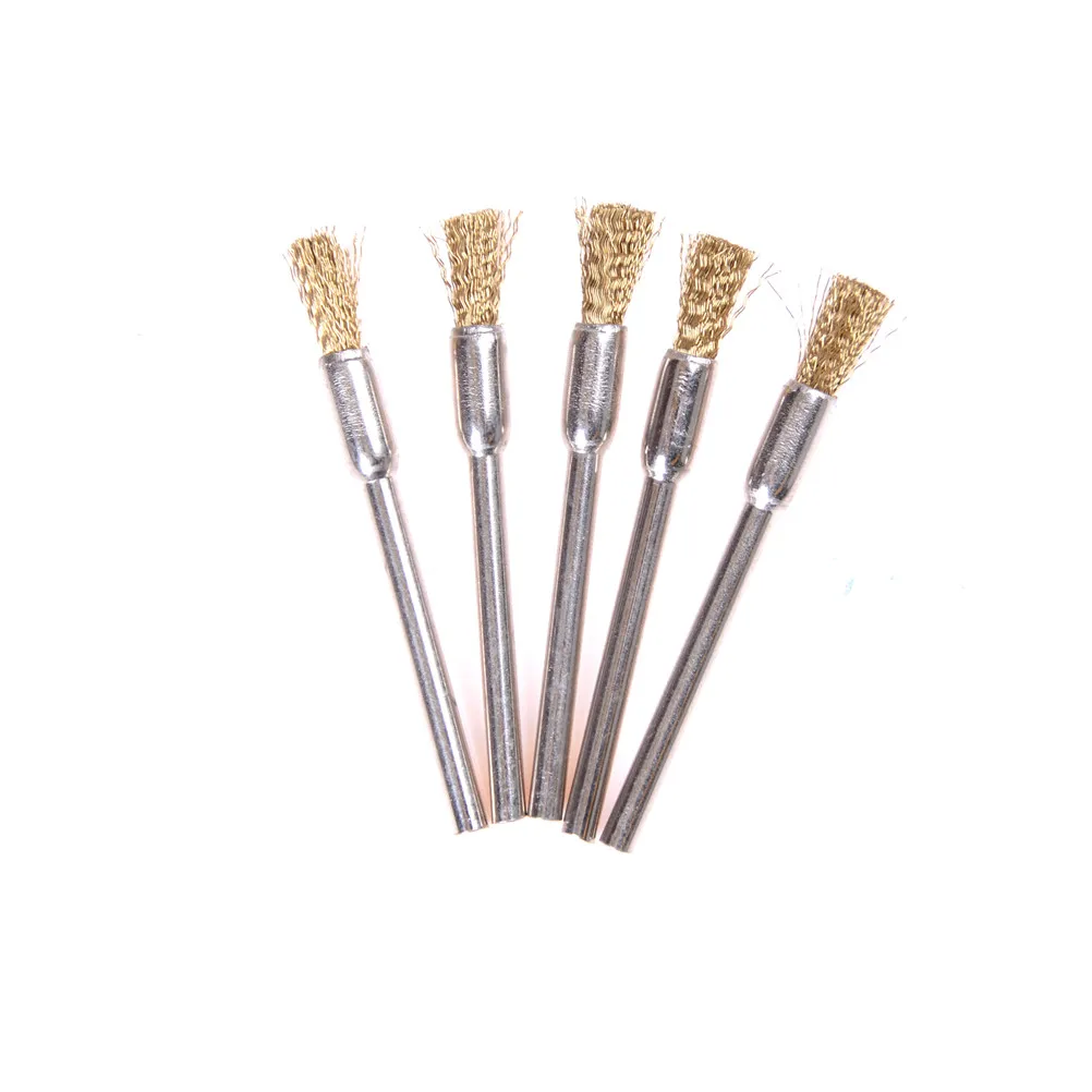 

5pcs/lot 3mm*5mm Mini Wire Brush Wheel Cup Brass Steel Wire Brush For Power Dremel Rotary Tools Polishing