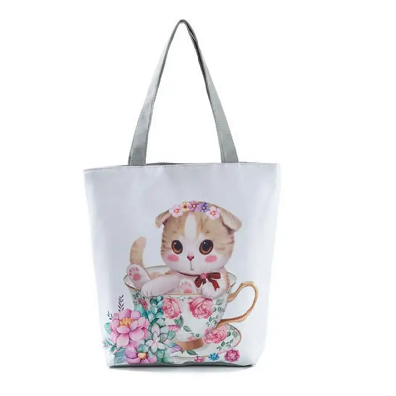 

Women Dog Cat Animal Print Canvas Bags Fashion Cute Casual Shoulder Messenger Crossbody Storage Tote Handbag Bag Shopping Bags