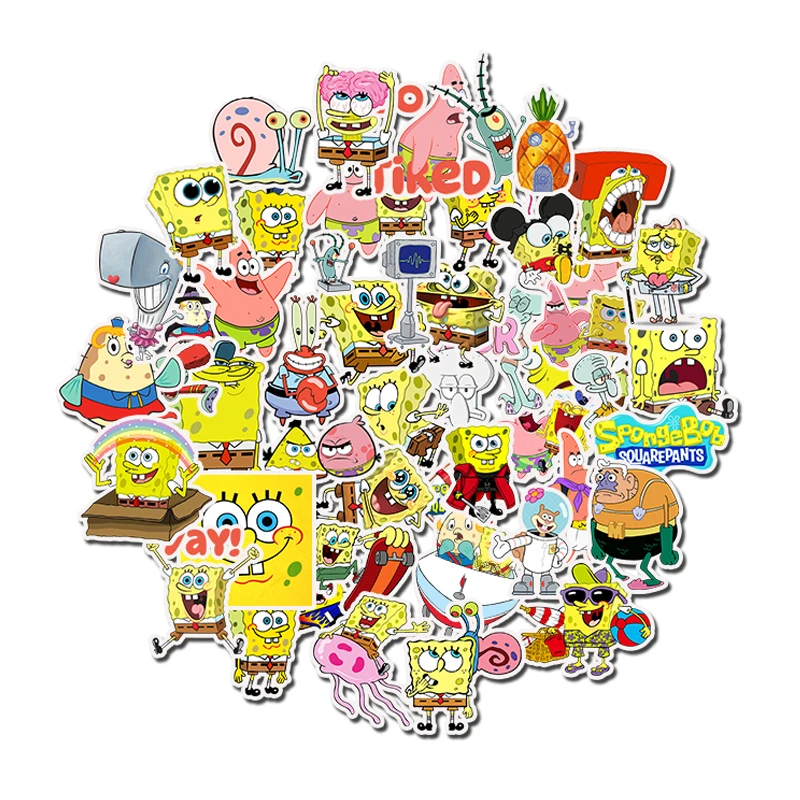 50Pcs/Pack SpongeBob Stickers Cartoon Graffiti Pegatinas For Motorcycle Notebook Laptop Luggage Bicycle Skateboard