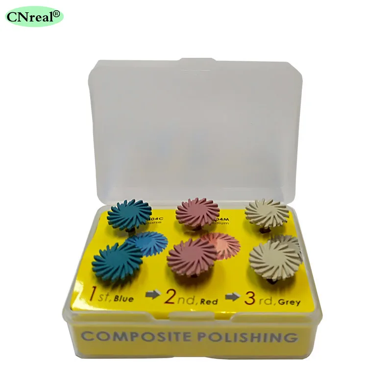 

6 Pieces/Set Dental Polishing Discs Finishing Wheels Composite Resin Kit Spiral Flex Brush Burs