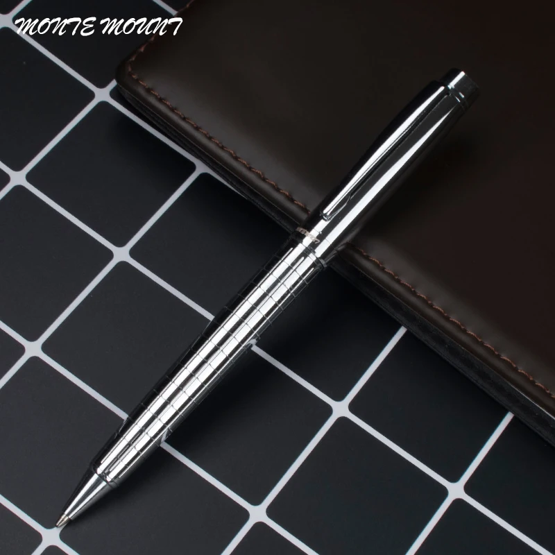 

Luxury MONTE MOUNT Silver lattice Ballpoint Pen With Cap Writing Office Ball Pen Gifts