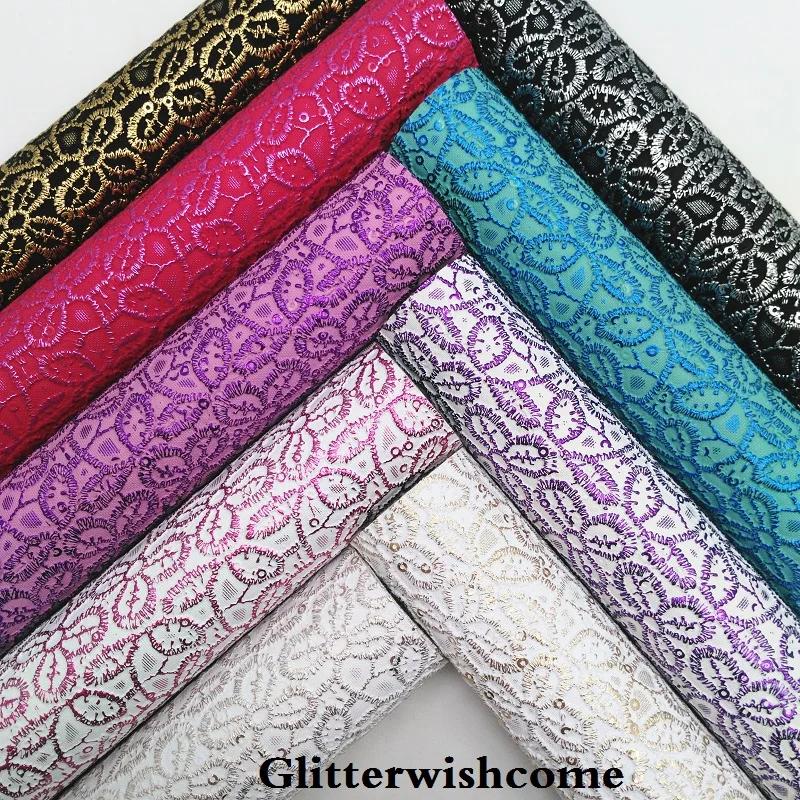 

Glitterwishcome 21X29CM A4 Size Vinyl For Bows Embossed Flowers Leather Fabirc Faux Leather Sheets for Bows, GM222A