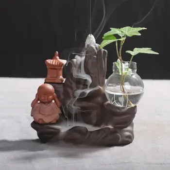 

Flowing Ceramic Backflow Incense Burner Moutain Designed Censer Smoke Waterfall Incense Tower Holder Buddhist Home Office Decor