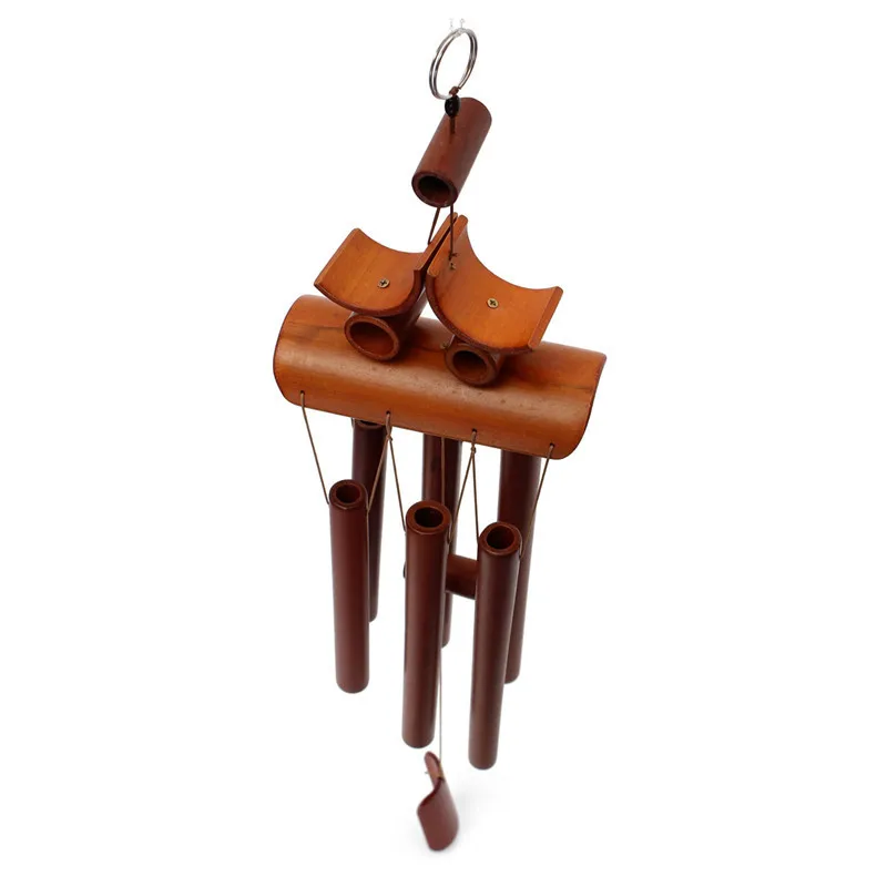 Bambú viento Chime Windchime Feng Shui con anillo colgante jardín patio decoración hogar Decoración artesanía buena suerte mascota regalo