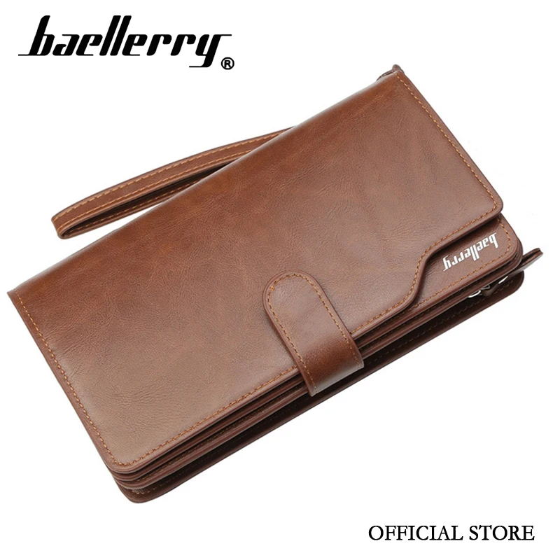 

New Baellerry brand men's clutch 21 cards slot pu leather male money bag with strap handbag purse wallet
