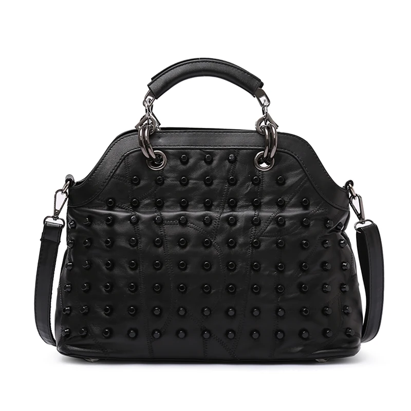 Women Genuine Leather Handbags Vintage Rivet Totes Sheepskin Women s Messenger Shoulder Bag Female Cross body