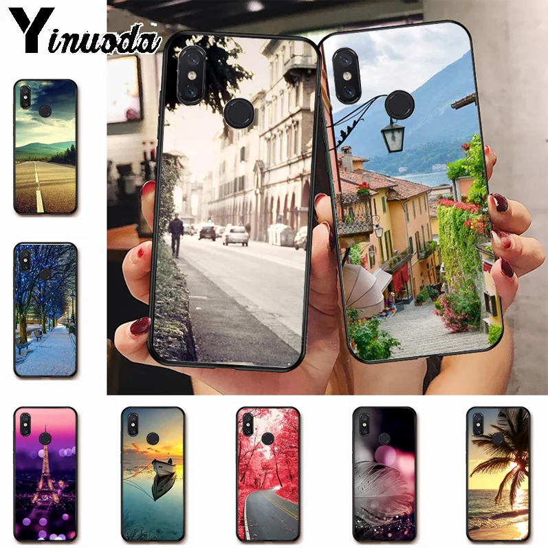 

Ynuoda italy street view road boat feather coconut tree Hot phone case for xiaomi mi 8se 6 note2 note3 redmi 5 plus note5 cover