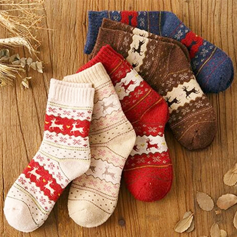 Johnature, 5 пар/лот, женские теплые шерстяные зимние осенние носки, толстые, рождественский подарок, милые японские Мультяшные животные, женские носки