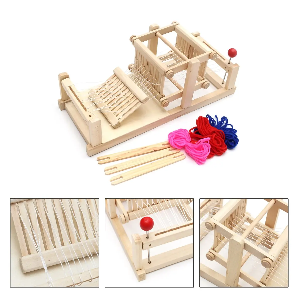 

Chinese Traditional Wooden Table Weaving Loom Machine Model Hand Craft Toy Gift For Children Adult