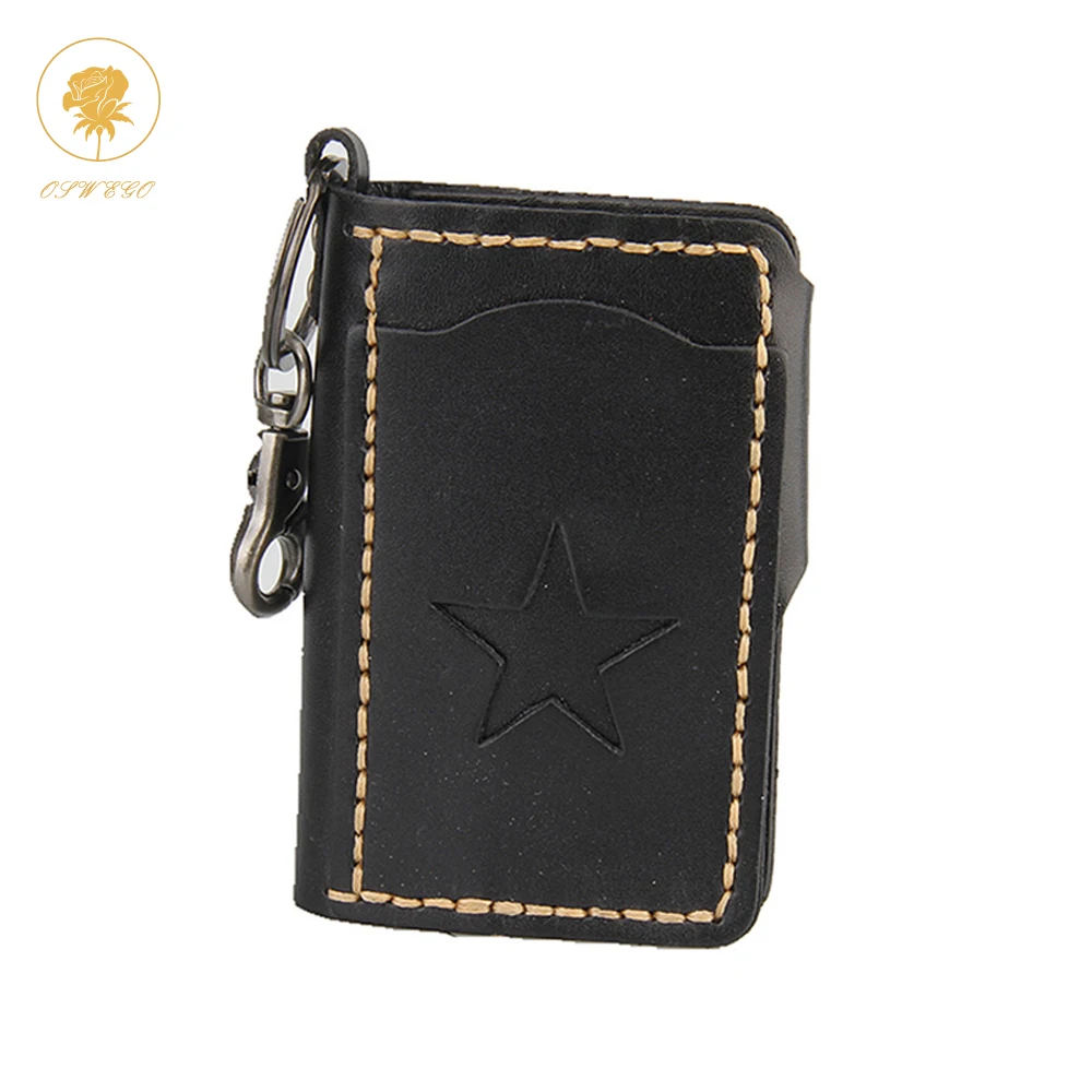 

OSWEGO Leather Cowboy Man Women Key Wallet Solid Organizer Bag Multi Function Hasp Key Case Male Key Holder with the Star Cover