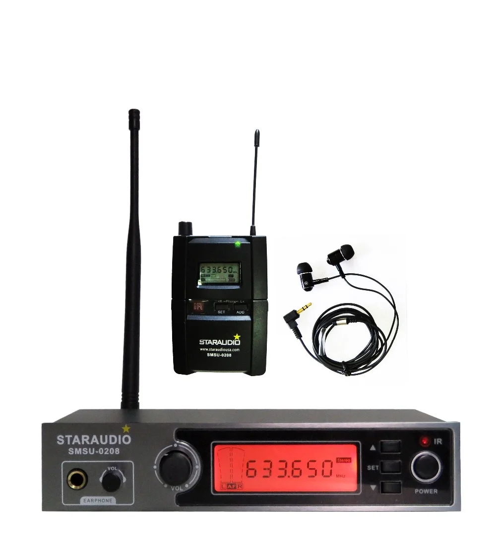 Staraudio brand new برو نظام مراقبة المرحلة الصوت uhf اللاسلكي bodypack الأذن ستيريو ir SMSU-0208 Staraudio brand new برو نظام مراقبة المرحلة الصوت uhf اللاسلكي bodypack الأذن ستيريو ir SMSU-0208