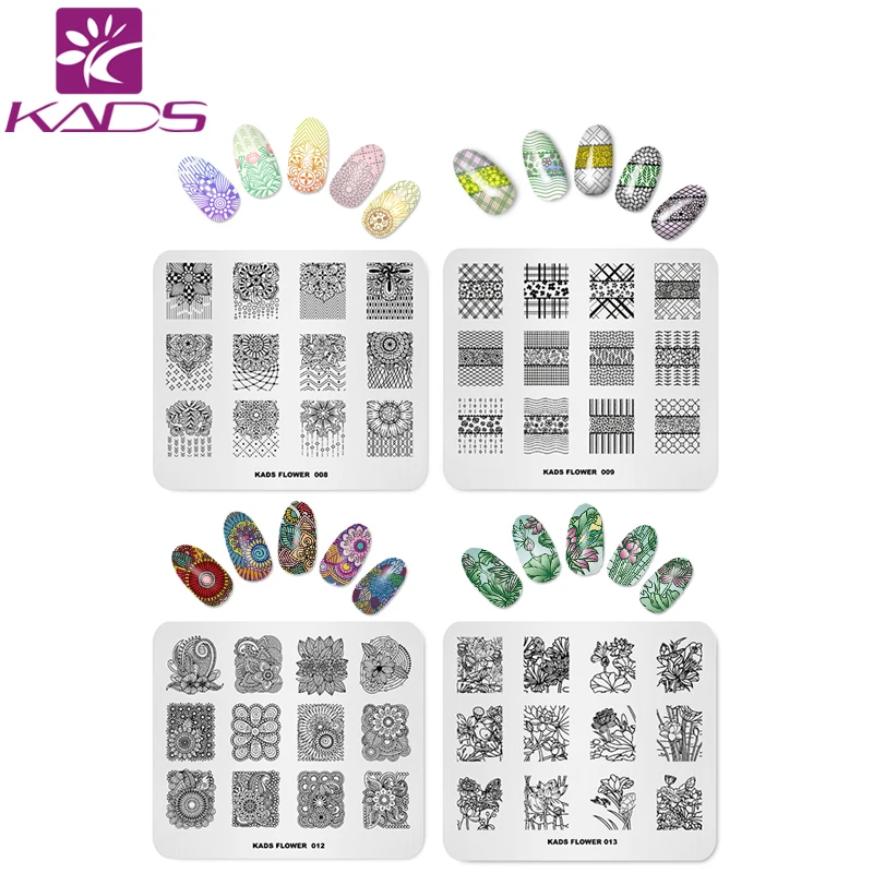 

KADS 4pcs/set New Arrival Flower Series Design Flower Theme Lace Image Nail Art Image Stamp Template Stencil Beauty Tools