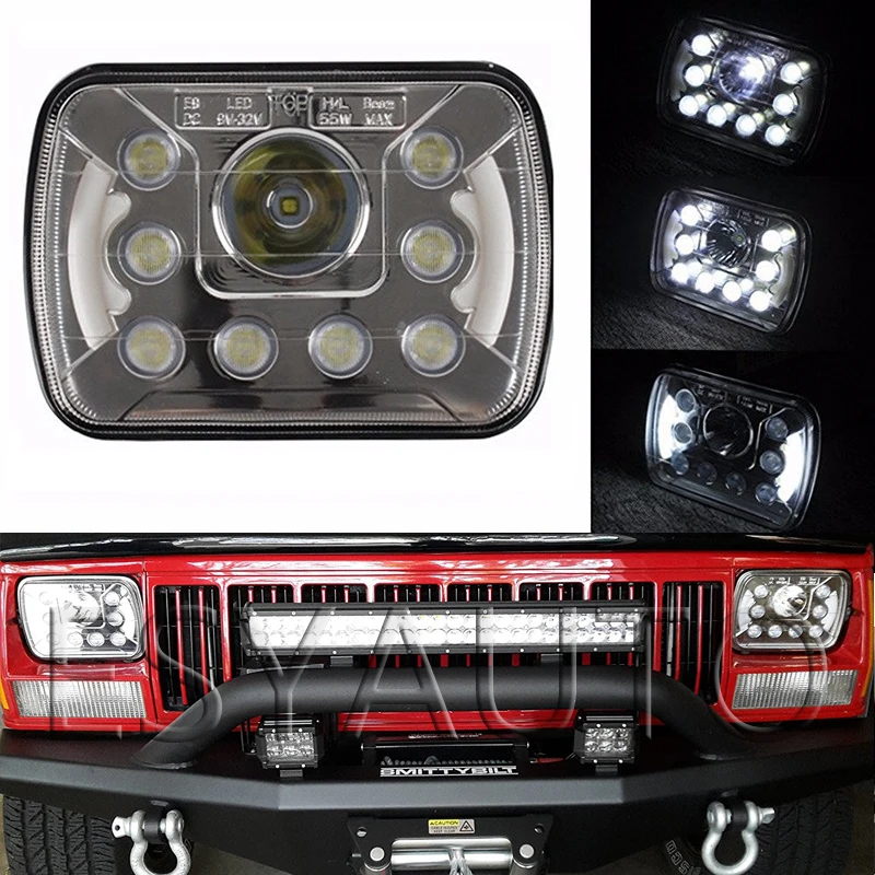 7x6 H6014//H6052//H6054 Chrome 55W LED DRL Bar Sealed Beam Glass Lens Headlights