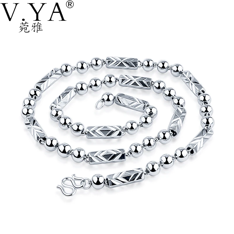 

925 Sterling Silver Ball Chain Necklace Women Men Italy Chain Retro 100% Real Solid Thai Silver Punk Chain Jewelry N061